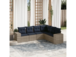 Conjunto de Sofá de Jardim com 10 Peças e Almofadas em Rattan Sintético Cinza VIDAXL