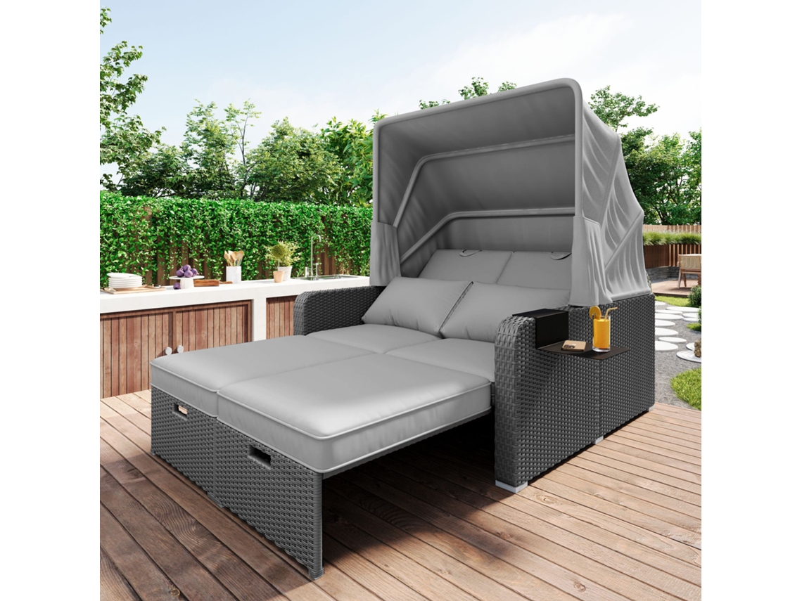 Balanço de Jardim Hollywood 2 Lugares com Banco Suspenso de Metal Preto (127x60x53cm)