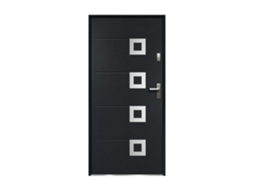 Porta de Entrada Semi-Vidrada Tifana VENTE-UNIQUE.PT (Cinza Antracite - Metal e Vidro - 95x9x203.5 cm)