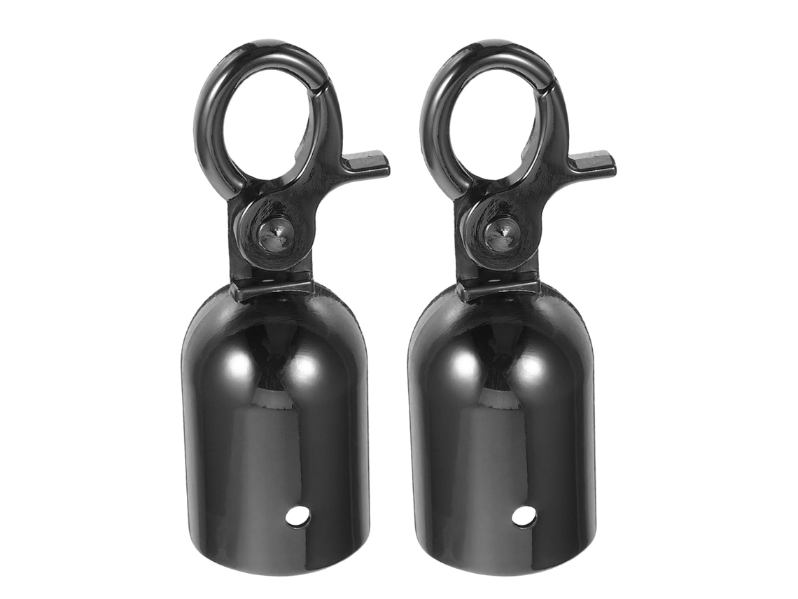Conjunto De 2 Ganchos De Corda Metálicos Pretos Brilhantes De 28mm Para