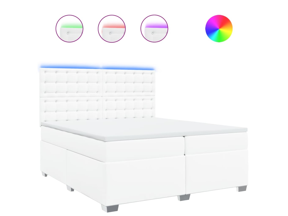 Box Spring Bed, Box Spring Beds Vidaxl Branco Couro Artificial (200 X 200 Cm)
