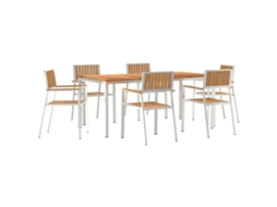 Conjunto 7 Jantar Ao Ar Livre Vidaxl Castanho Madeira De Teca Maciça (180 X 90 X 75 Cm)