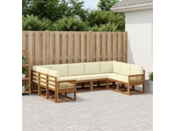 Vidaxl Conjunto De Sofás Para Exterior 9 Pcs Natural E Creme
