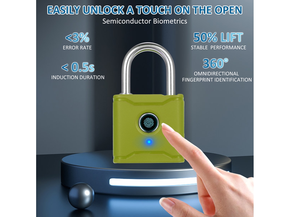 Laxiscreed Cadeado Bluetooth Inteligente Com Impressão Digital, Recarregável E Sem Chaves Para Mais Segurança
