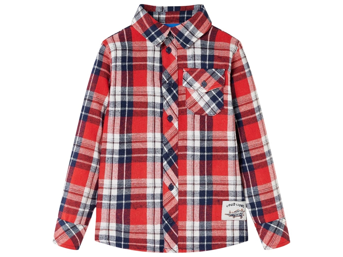 Camisa De Xadrez Para Criança Vermelho E Azul-marinho 104
