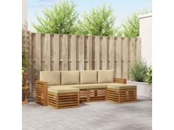 Vidaxl Conjuntos De Sofás Com Almofada 6 Pcs Natural E Bege
