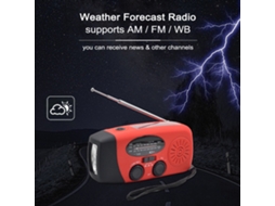 Rádio Mali portátil AM/FM com lanterna, leitor NOAA, energia solar, manivela, carregador móvel