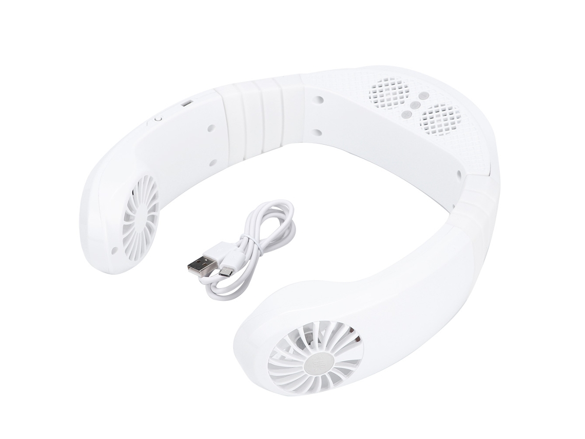 Ventilador De Pescoço Laxiscreed Com Caixa De Som Bluetooth Portátil, Bateria Integrada E Design Leve