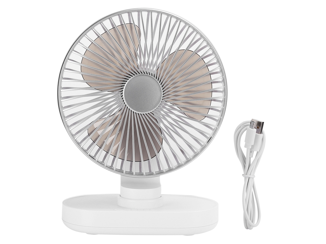 Ventilador De Mesa Mini (4 Velocidades Ajustáveis, Recarregável) Ventilador Usb Silencioso Para Casa E Escritório Prata