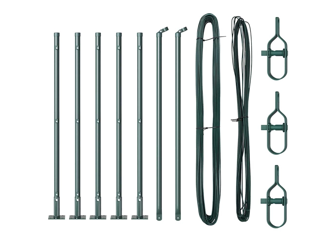 Poste De Cerca 7 Pcs Verde Aço