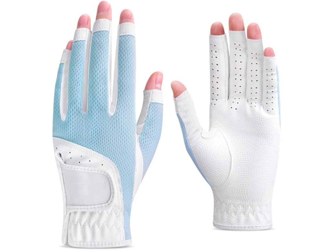 Luvas de Golfe Femininas com Dedos Abertos, Ajustáveis, em Malha Respirável, com Proteção Solar, Acessórios Pa