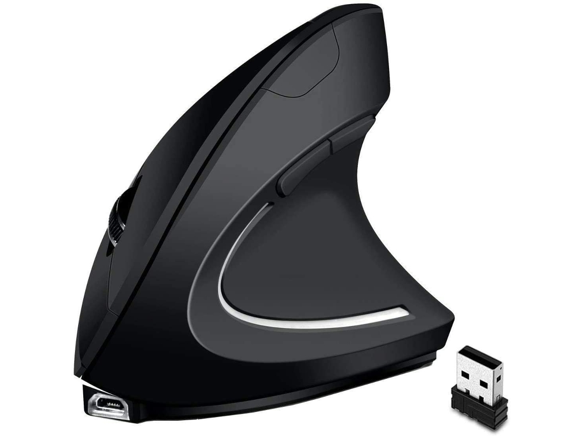 Mouse Sem Fio Ergonômico Recarregável Design Vertical*