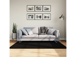Vidaxl Tapete Pelo Curto Macio E Lavável Huarte 120x170 Cm Preto
