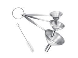 Funis Pequenos Para Encher Garrafas, Conjunto De 3 Peças De Funis De Cozinha Em Aço Inoxidável Com Cabo Longo, Metal