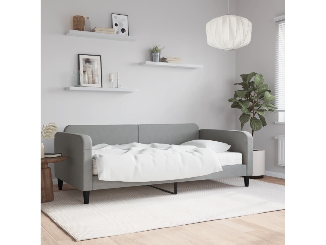 Vidaxl Sofá-cama Com Colchão 100x200 Cm Tecido Cinzento-claro