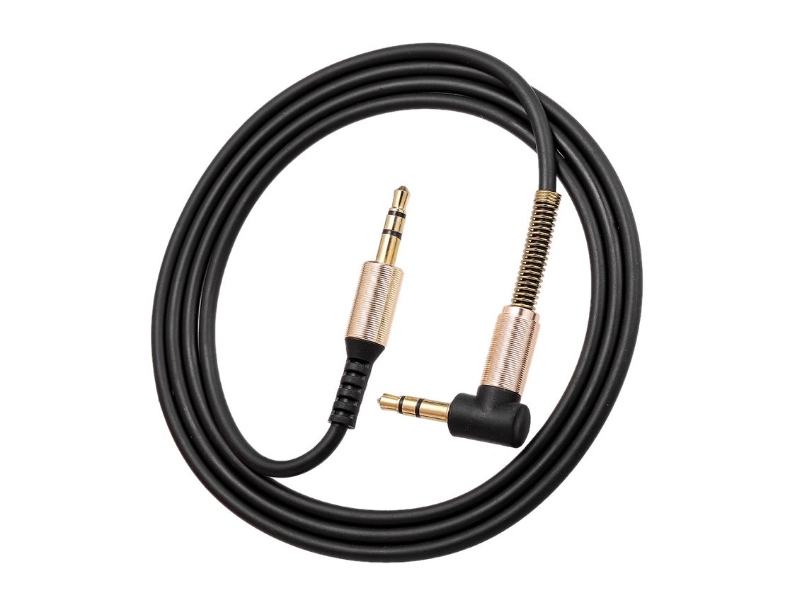 Aetheria cabo de Áudio 3.5mm Macho para Macho com Ângulo Reto de 90 Graus, Preto, 1m