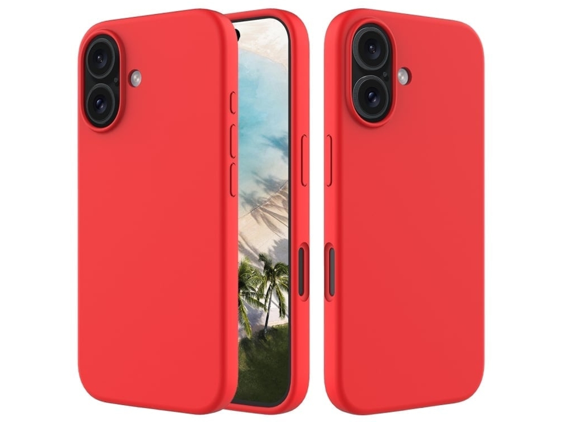 Capa De Silicone Para Iphone 16 - Cor Sólida, Proteção Fina E Antiaderente - Vermelha