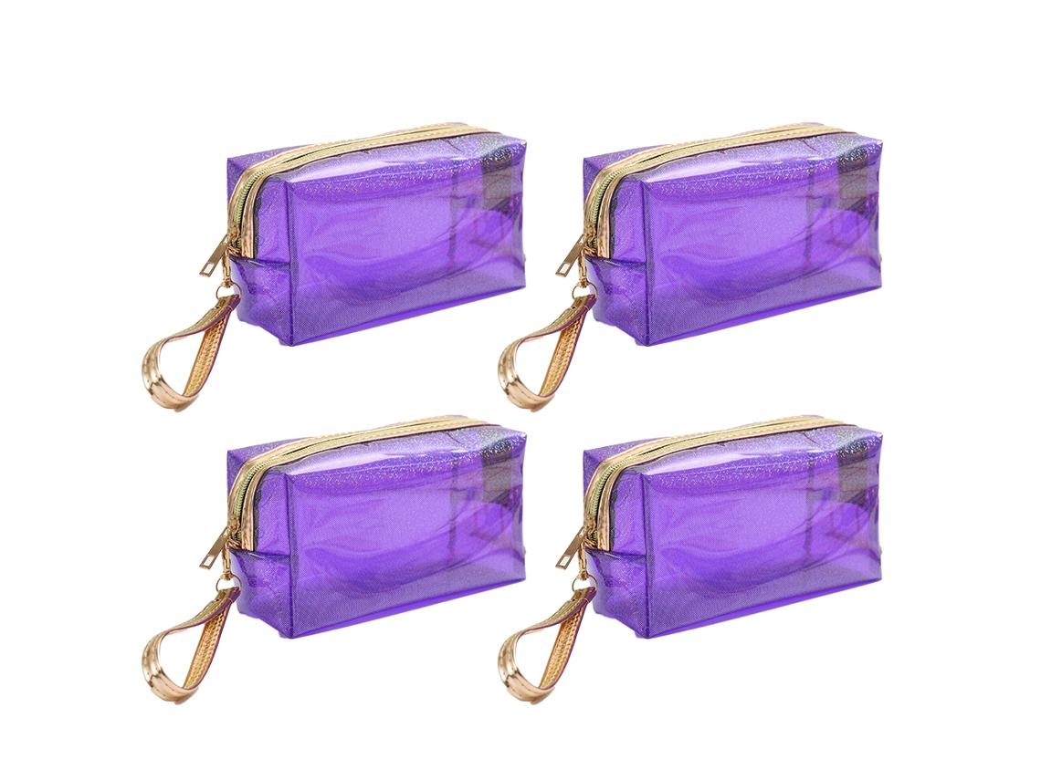 Bolsa Cosmética Transparente Em Pvc De 4 Peças Bolsa Cosmética Portátil Violetas ZMDECQNA