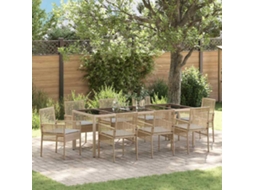 Vidaxl Conjunto De Jantar Para Jardim 9 Unid. Bege Vime Pe