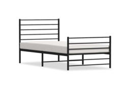 Vidaxl Estrutura De Cama Com Cabeceira E Pés 107x203 Cm Metal Preto