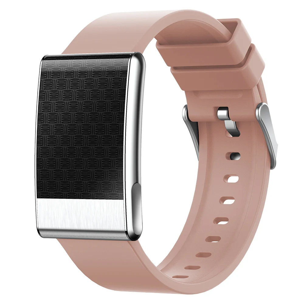 Pulseira Inteligente Sem Tela (silicone Rosa) Com Monitoramento De Temperatura Corporal Ultrafino De 8 Mm