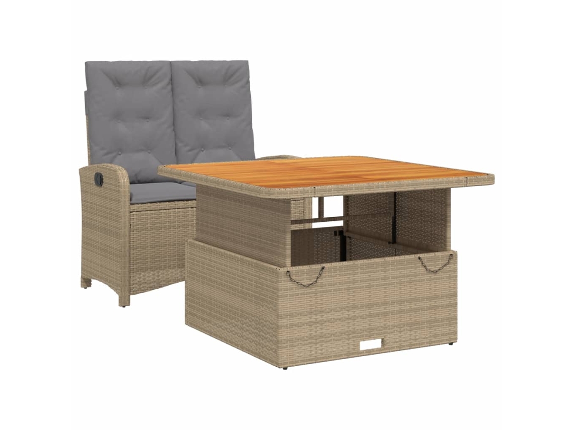Garden Dining Set, Garden Dining Sets Vidaxl Bege Rattan / Vime (110 Cm Table Length)