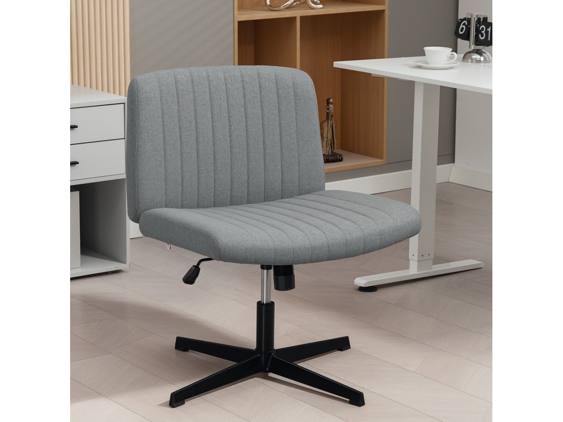 Cadeira Escritório Sem Apoio Braços Função Basculante Altura Ajustável 61x64x76-86cm Cinzento