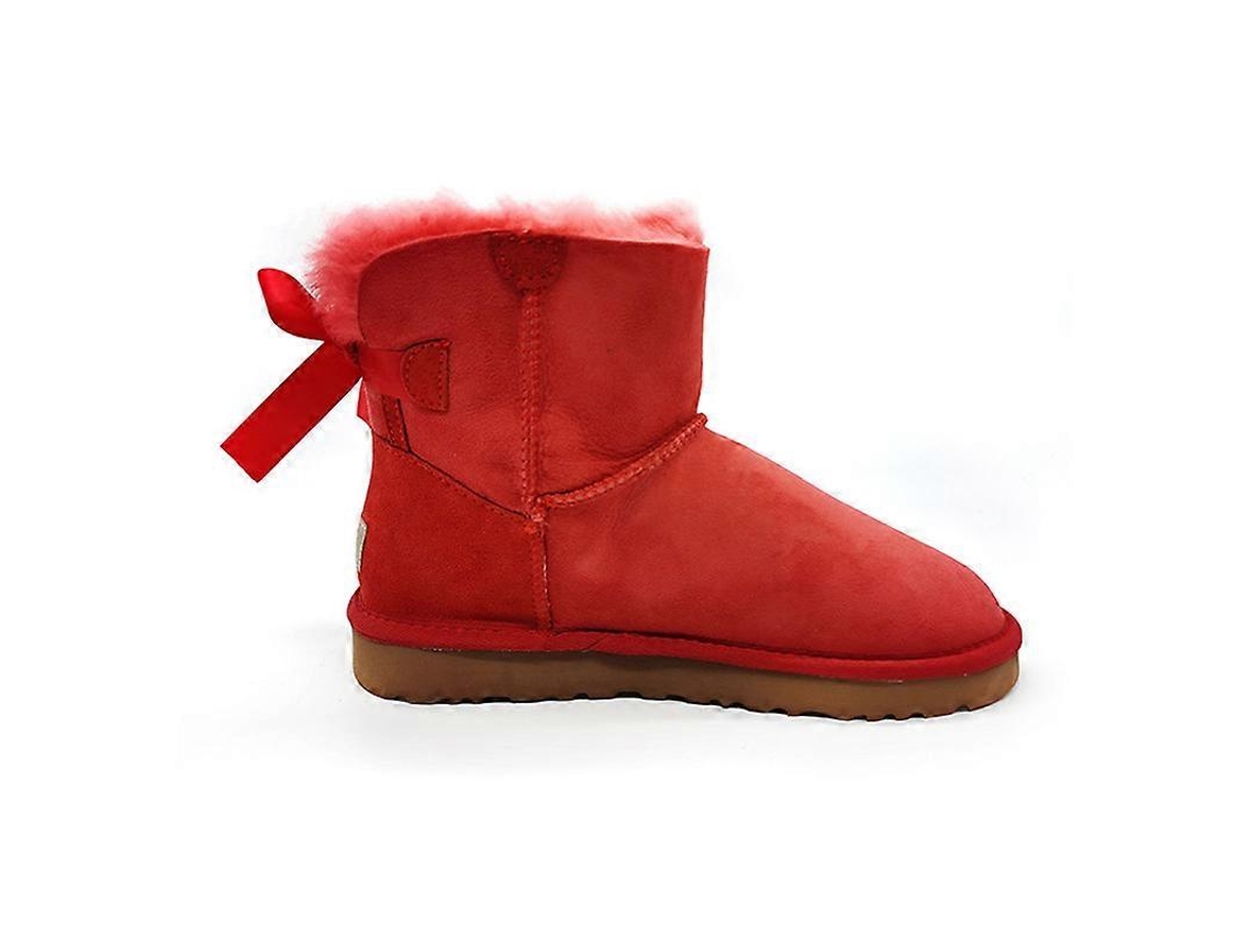 Botas De Neve Femininas Evago, Cor Lisa, Cano Médio, Com Laços Na Parte De Trás, Perfeitas Para O Inverno. Hengjian