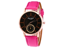Reloj De Cuero De Quartzo Estilo Estudiantil Para Mujer/hombre Niño/niña Rojo Rosa