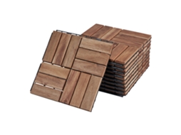 Conjunto de 10 Ladrilhos Alliste Click 12 Ripas de Acácia/Plástico 0 9 M² Natural CASA.PRO