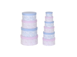 Conjunto de Caixas de Organização Empilháveis Dkd Home Decor Azul Cor de Rosa Cartão 37,5 X 37,5 X 18 Cm