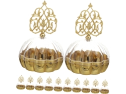 Caixas De Doces Elegantes Para Festas, 12 Unidades Com Cúpula Transparente Dourada, Recipientes Para Guloseimas