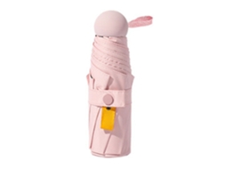 Guarda chuva mini plegável portátil proteção UV resistente ao vento rosa claro S/MARCA