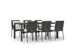 Garden Dining Set, Garden Dining Sets Vidaxl Preto Rattan / Vime (190 Cm Table Length)