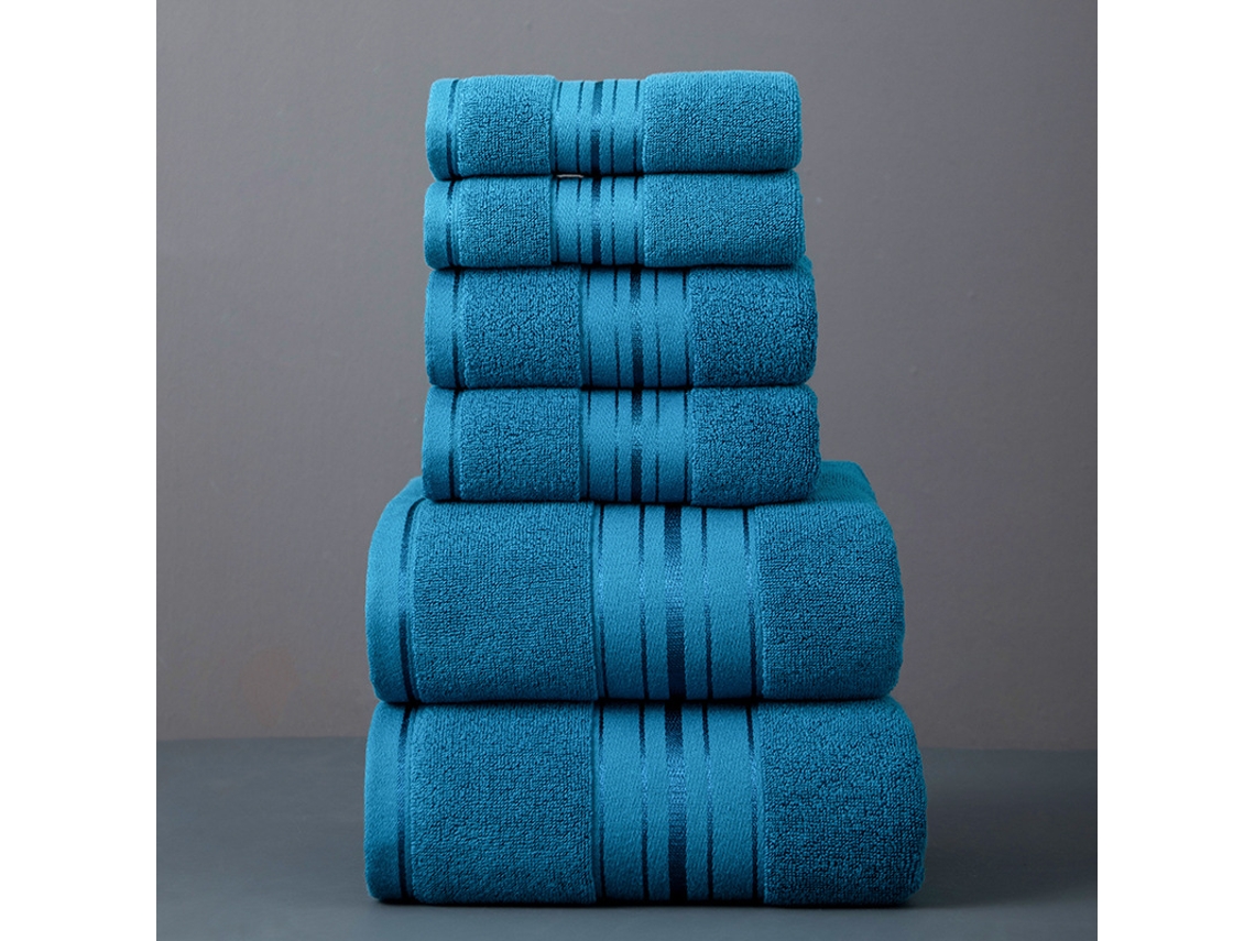 Conjunto De 6 Toalhas De Banho Em Algodão Extra Grandes E Grossas, Macias E Absorventes Para Uso Doméstico E Na Praia Azul Hexinyigjly