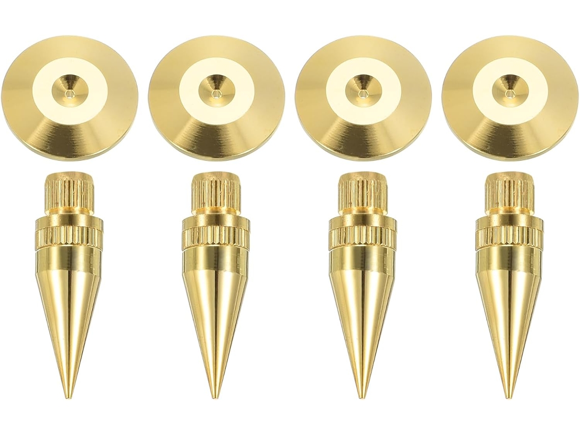 Kit de 4 Pregos de Cobre Ajustáveis Antichoque para Caixas de Som, Subwoofer, Cd, Dvd e Amplificador, Kit com 4 Peças AQUAFORGE