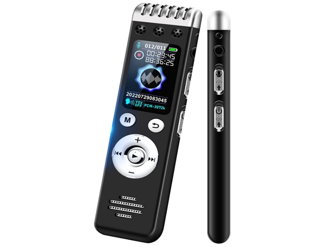 Gravador de Voz Digital de 8 Gb Gravador Ativado Por Voz com Capacidade de Gravação de 500 Horas para Redução de Ruído Senha Mp3 Preto