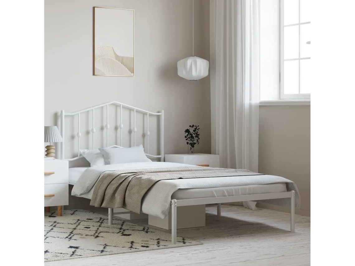 Cama De Casalcama De Adultoestrutura De Cama Com Cabeceira 135x190 Cm Metal Preto Wsd57657