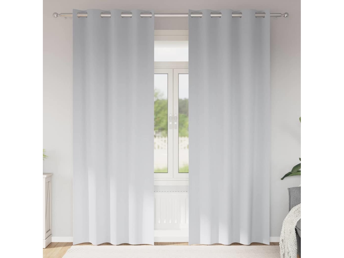 Vidaxl Cortinas Blackout Com Argolas 2 Pcs Cinza Claro 225 X 140 Cm