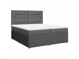 Cama com Molas/Colchão 200x200 Cm em Tecido Cinzento Escuro MAISON EXCLUSIVE