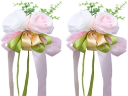 Laços De Natal - 2 Peças - Rosa, Plástico, 60x5x2cm - Anti-desbotamento - Para Interiores E Casamentos | Lurelia