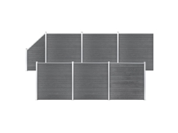 Vidaxl Painel Vedação Wpc 6 Quadrados 1 Inclinado 1138x186 Cm Cinzento