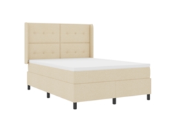 Conjunto 1 Cama Box Vidaxl Creme Tecido (190 X 140 Cm)