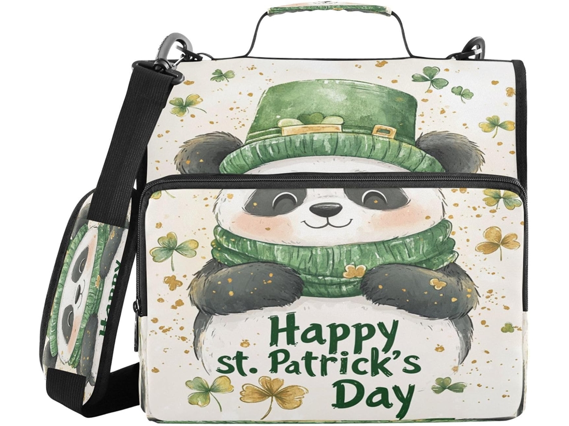 Panda St Pasta De 3 Argolas Com Bolsos Extras, Alça E De Ombro Removível, Organizador De Material Escolar O Ensino