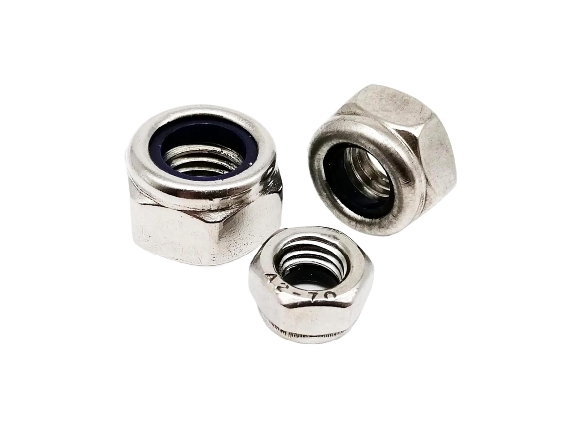 Porcas Autotravantes, Porcas Sextavadas Com Inserto De Nylon Em Aço Inoxidável 304 A2 Conjunto 2 Peças Autotravantes