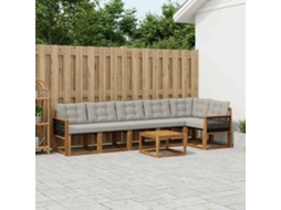 Vidaxl Conjunto De Sofás Para Exterior 7 Pcs Natural E Cinzento-claro
