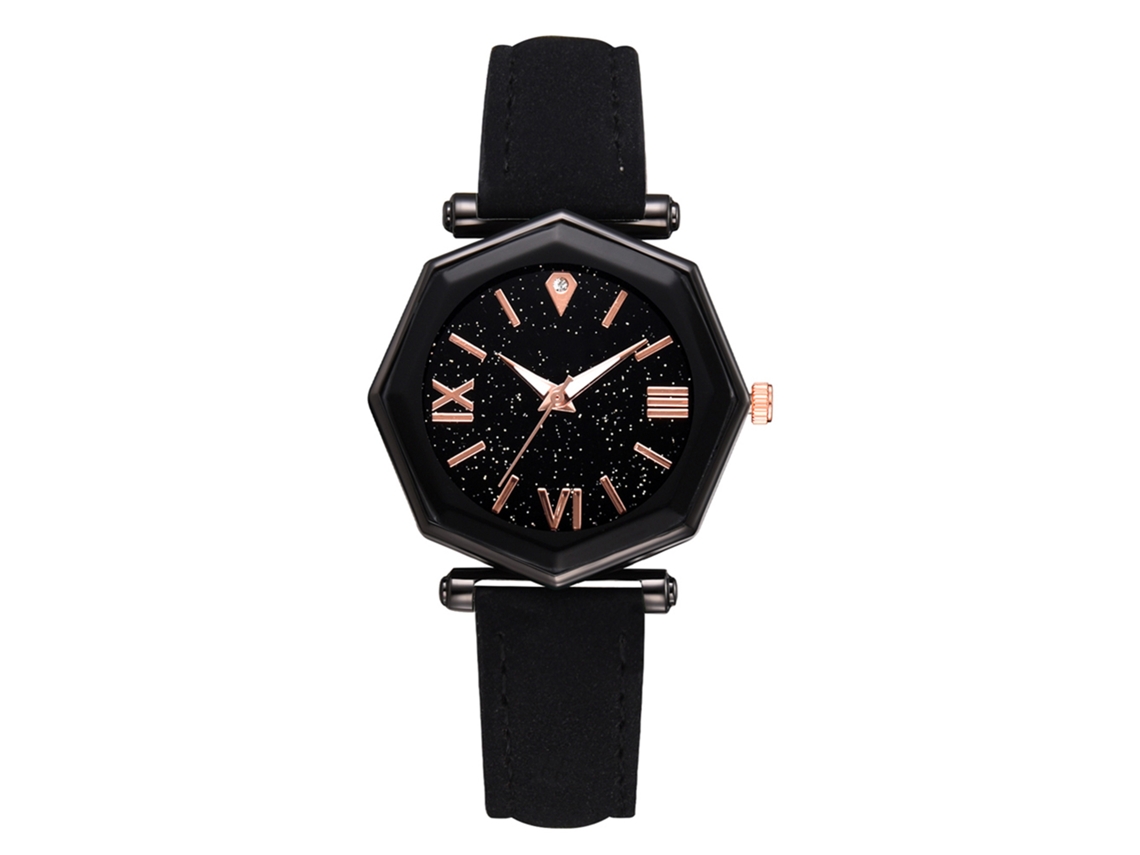 Relógio de Pulso Feminino Quartzo com Pulseira de Couro Pu Estilo Simples Moda