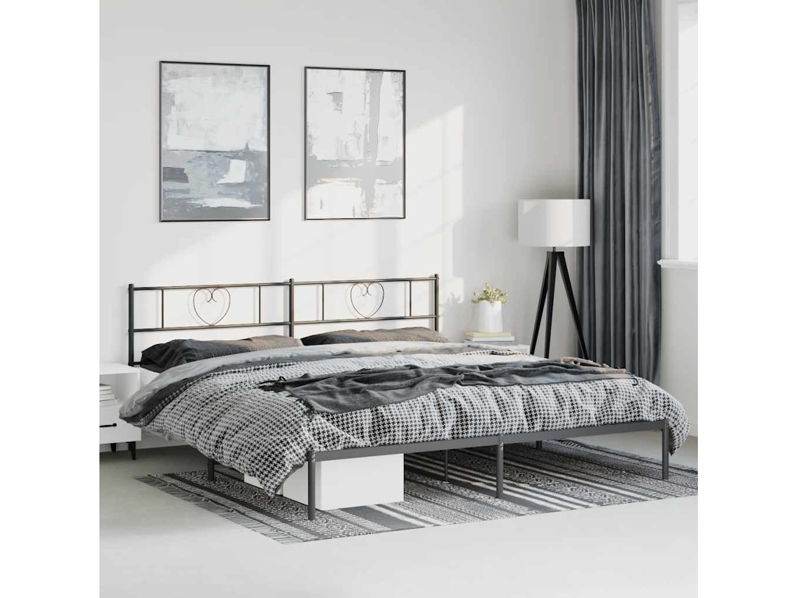 Vidaxl Estrutura De Cama Com Cabeceira 193x203 Cm Metal Preto