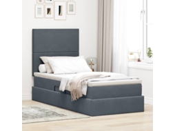 Vidaxl Cama de Armazenamento Led com Colchão Cinzento escuro