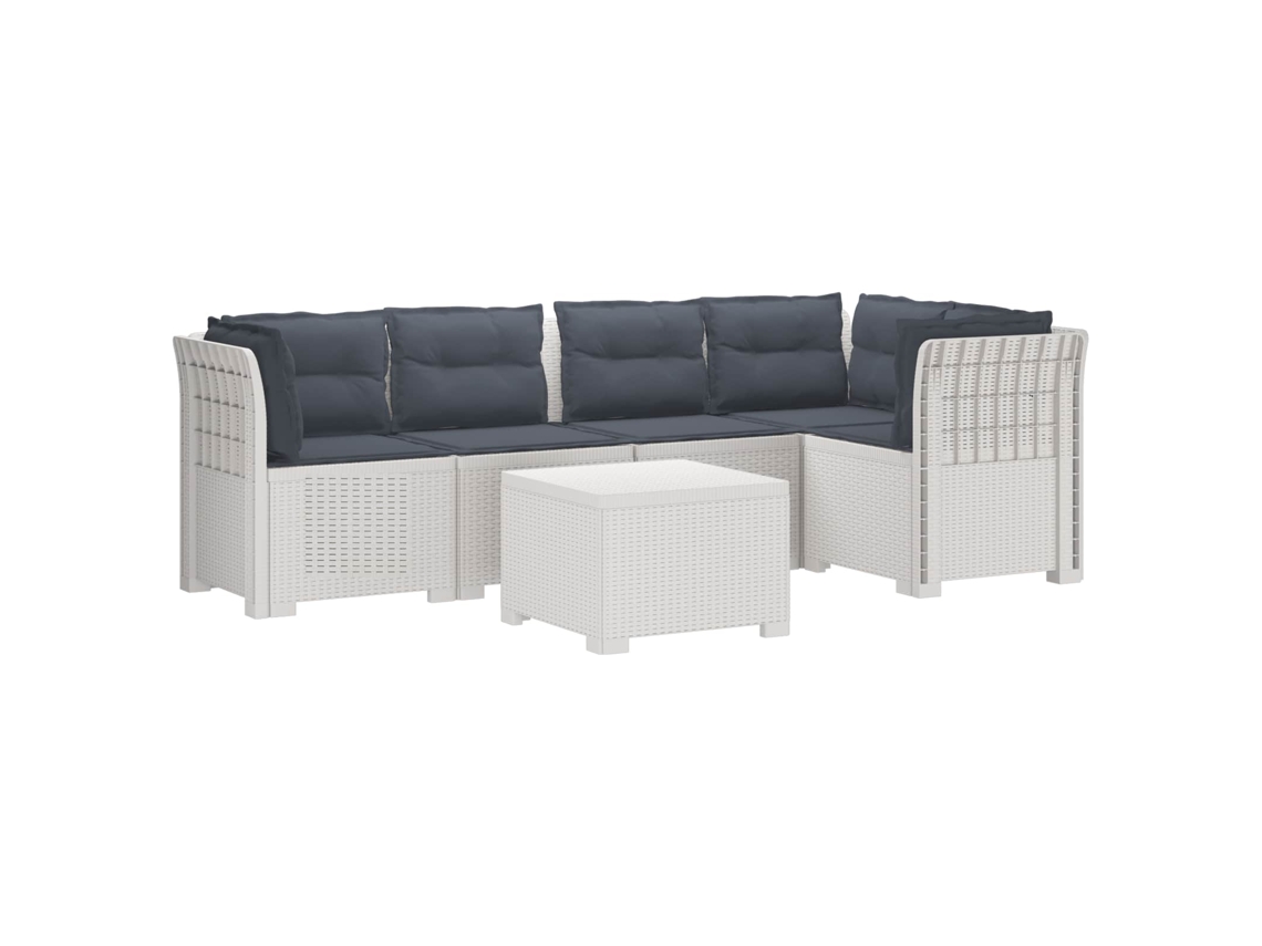 Vidaxl Sofá De Jardim De 5 Pessoas Com Almofadas Visual De Rattan Pp